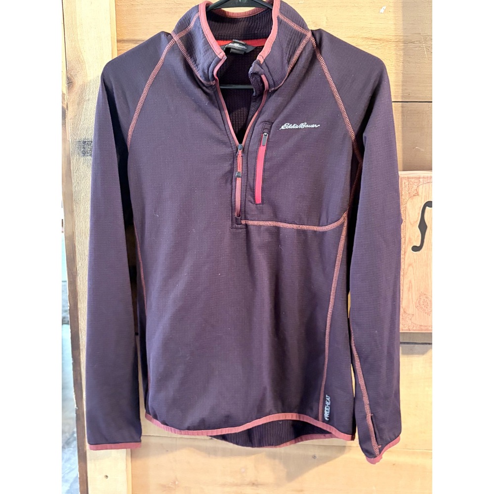 Eddie Bauer First Ascent FreeHeat Quarter Zip Grid Fleece Pullover Plum Womens M